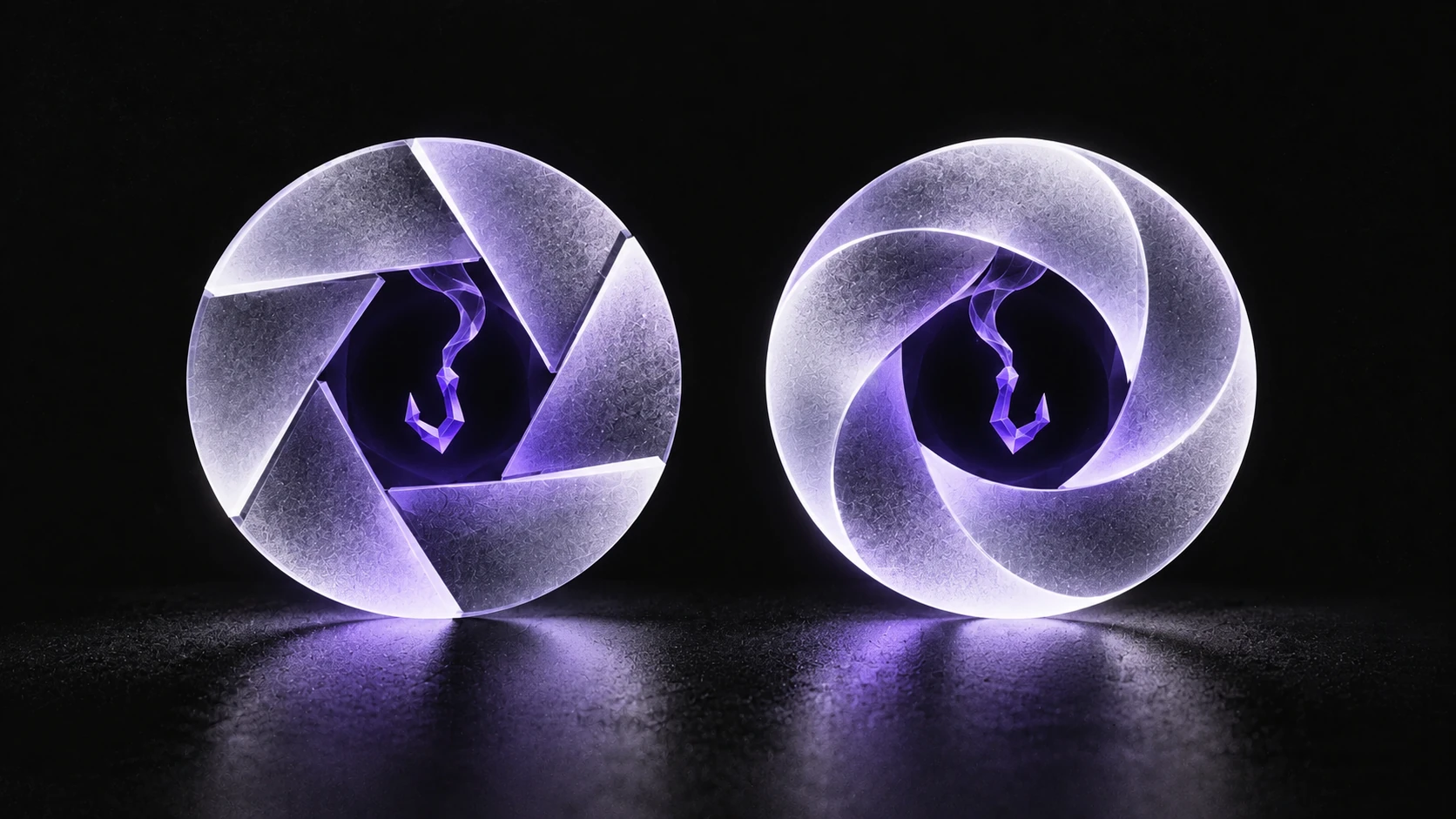 Two startup rings each contain a small violet hook anchored inside.